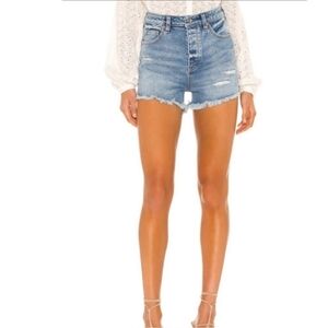WE THE FREE CRVY Denim Shorts with Raw Hem Size 27